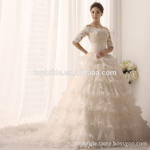 S1300 Real Pictures Flower Lace Wedding Dress